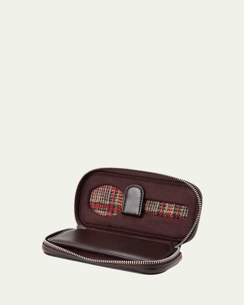 x WM Brown Two-Piece Watch Zip Case